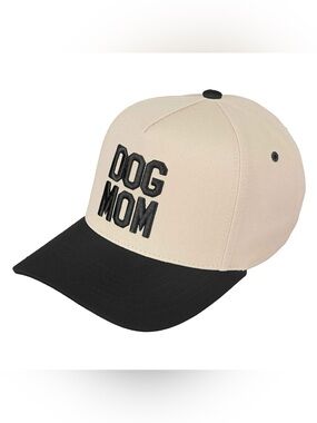 Dog Mom Embroidered Cap - Cream and Black